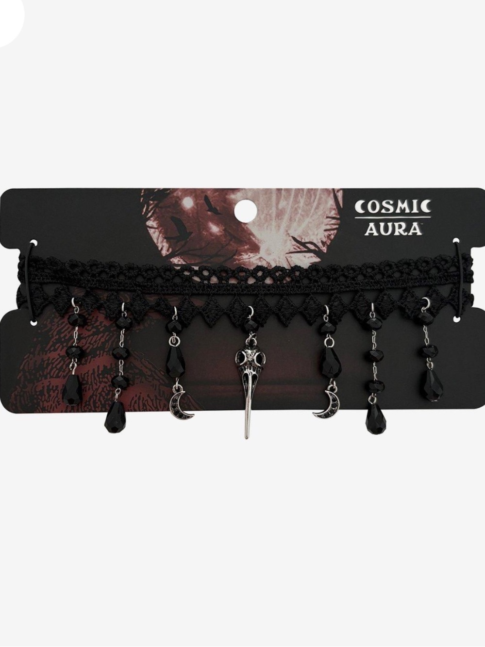 Cosmic Aura Raven Skull Black Crystal Choker Hot Topic‎